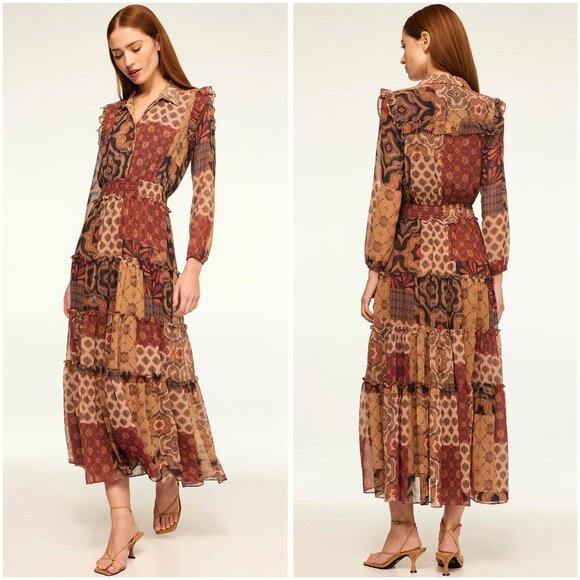 NWT Misa Los Angeles Ahreana Earth Tones Maxi Dress $470